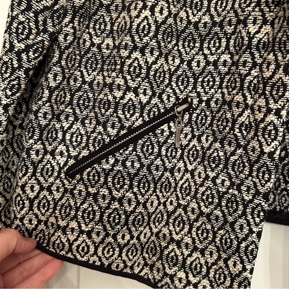 Chico's Jacket Ivory Black Geometric Open Front Size 2 US L/12 - Picture 6 of 8